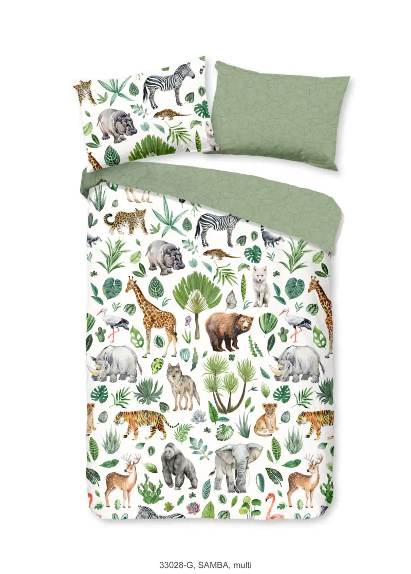 Good Morning Ledikant babydekbedovertrek "Afrikaanse dieren / big five" - Multi - (100x135 cm) - Katoen