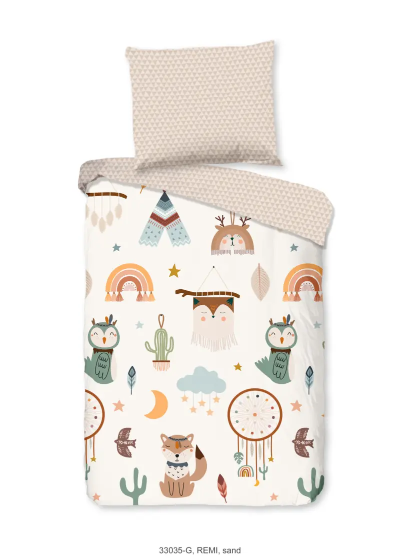 Good Morning Peuter dekbedovertrek "tipi-tenten / boho" - Zand - (120x150 cm) - Katoen