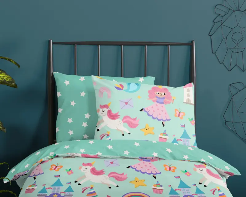 regenboog" - Mint - (100x135 cm) - Katoen