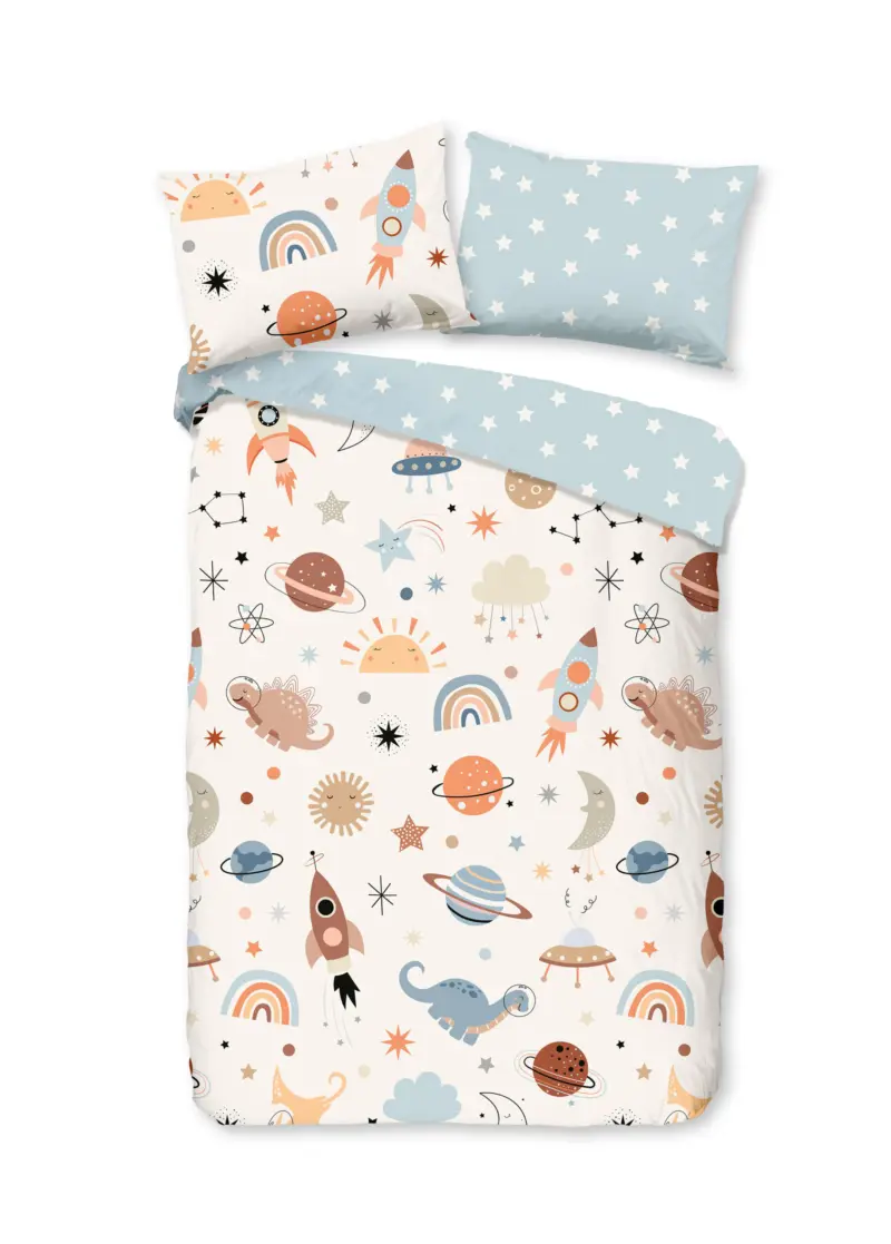 Good Morning Peuter dekbedovertrek "planeten" - Multi - (120x150 cm) - Katoen