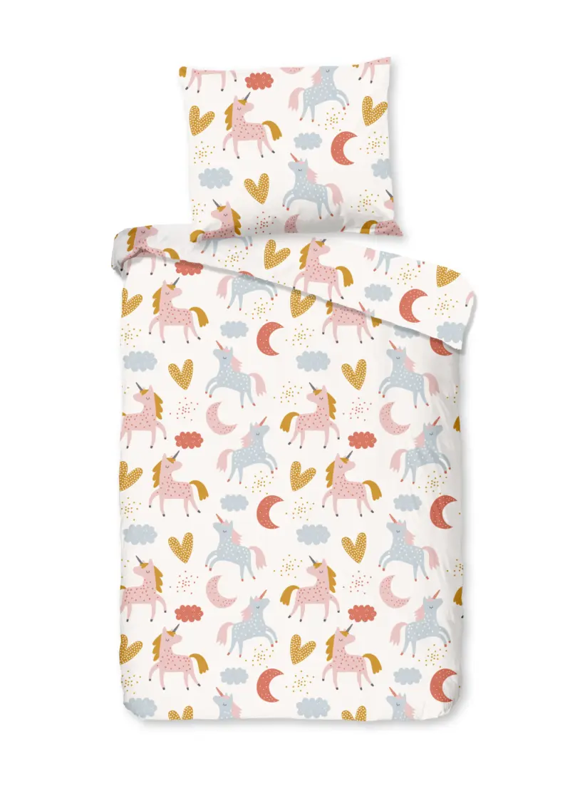 Good Morning Peuter dekbedovertrek "eenhoorn en regenboog" - Multi - (120x150 cm) - Katoen
