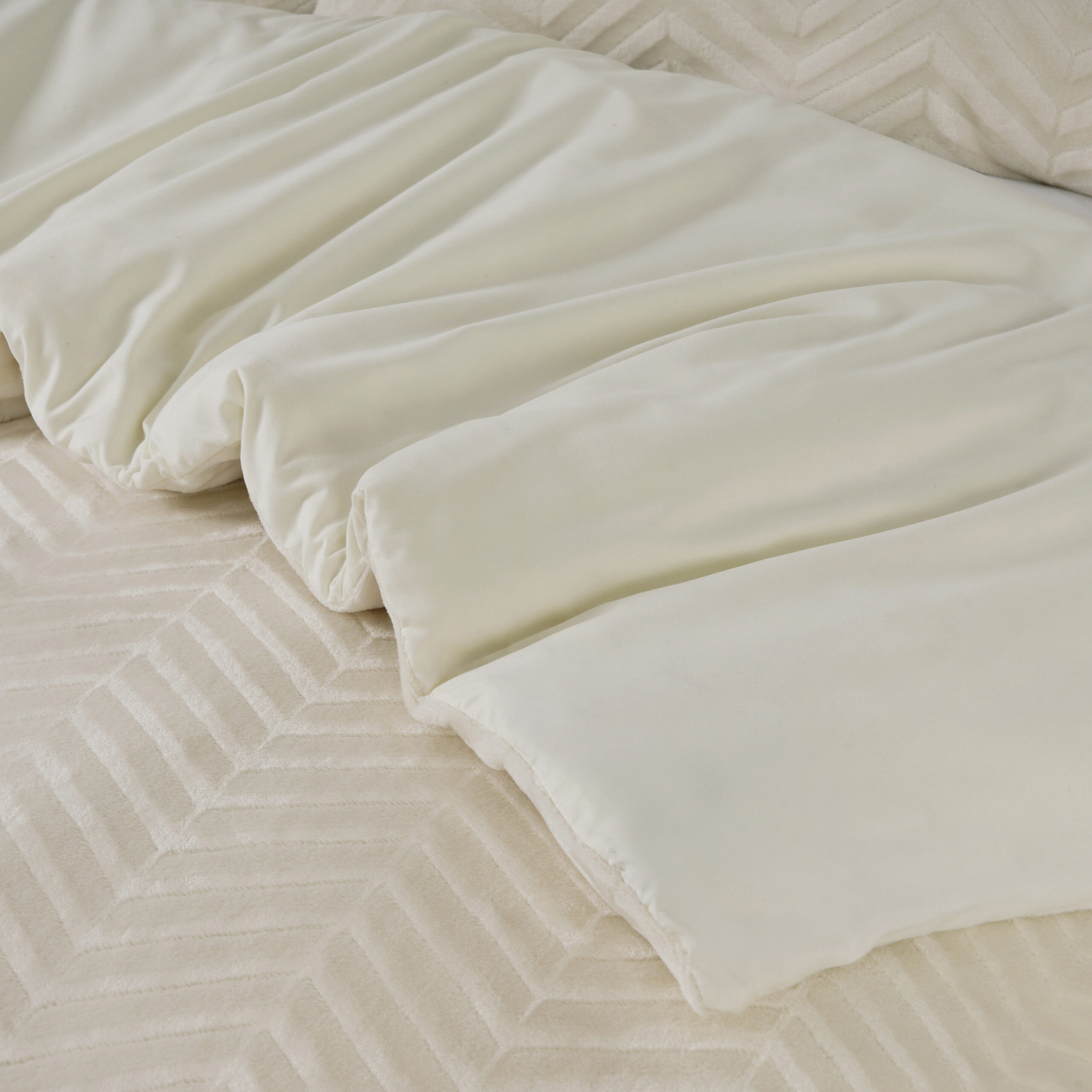 Sleeptime Chevron Teddy Créme 200 x 200/220 cm - Afbeelding 3