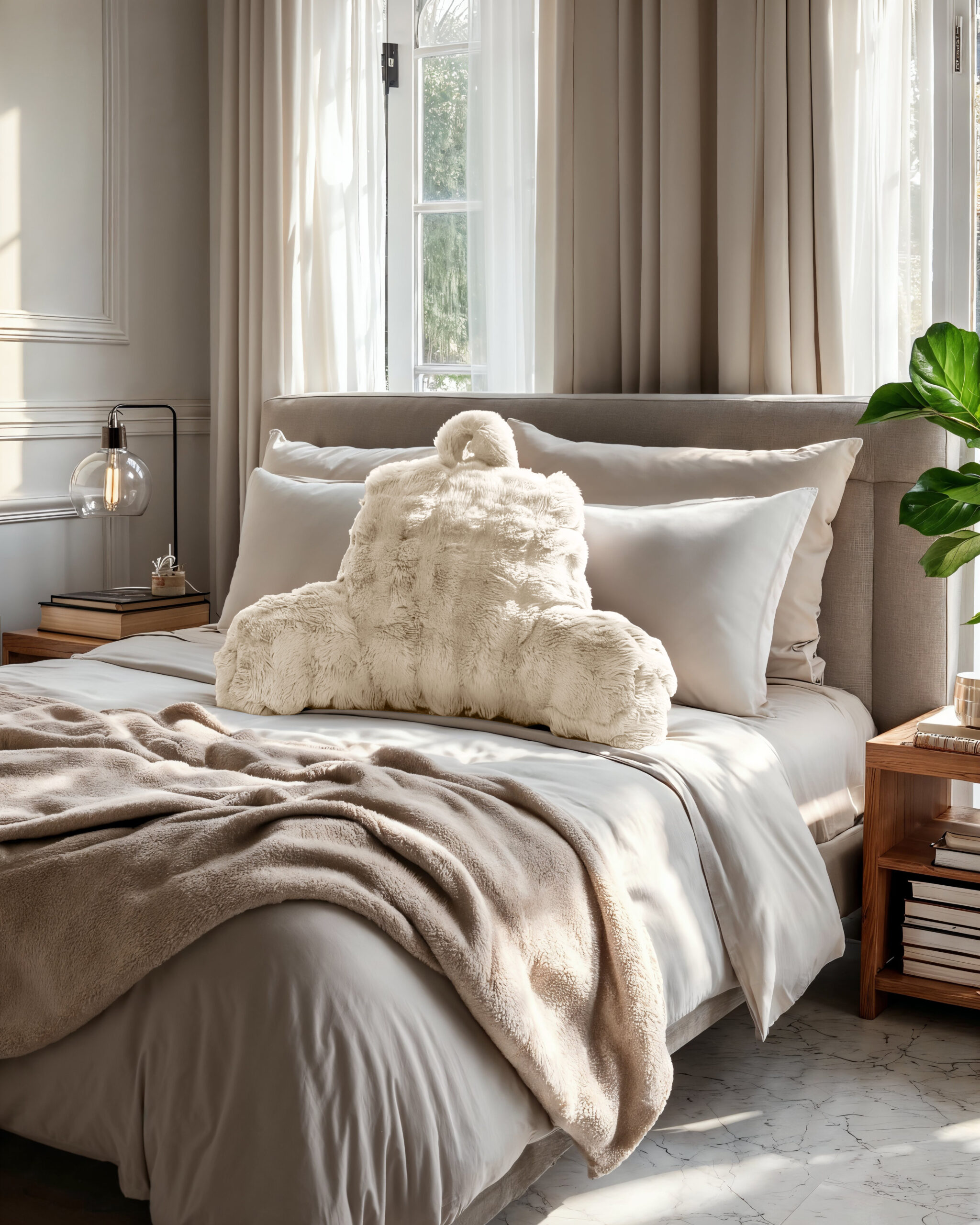 Bedrest Pompom Beige 34 x 50