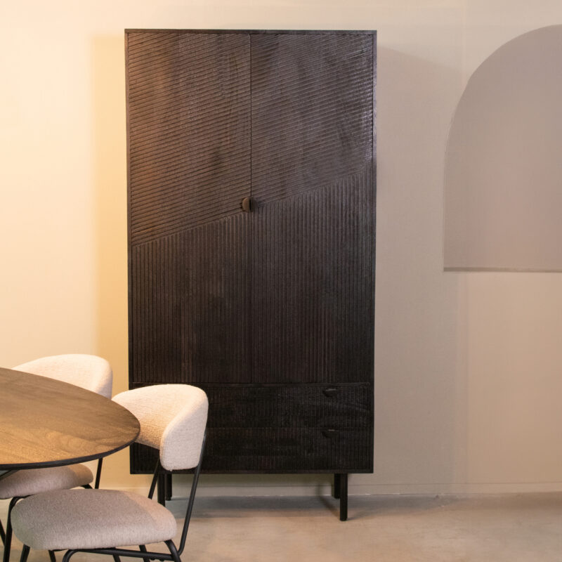 LABEL51 Bergkast Cotia - Zwart - Mangohout - Hoge Kast Cotia