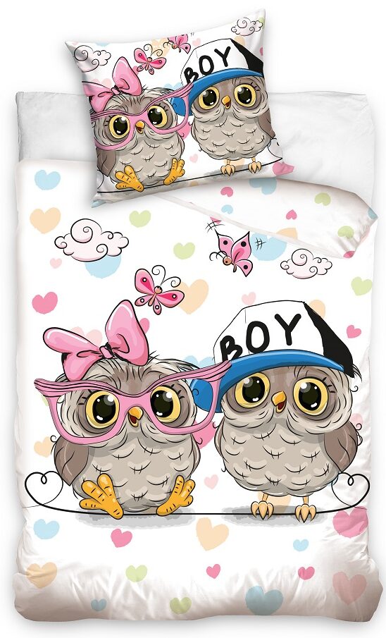 Boy and Girl owl Dekbedovertrek 140 x 200 cm - 70 x 90 cm