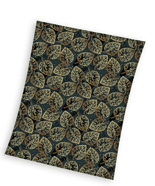 Sweet Home fleeceplaid blaadjes zwart 150x200cm