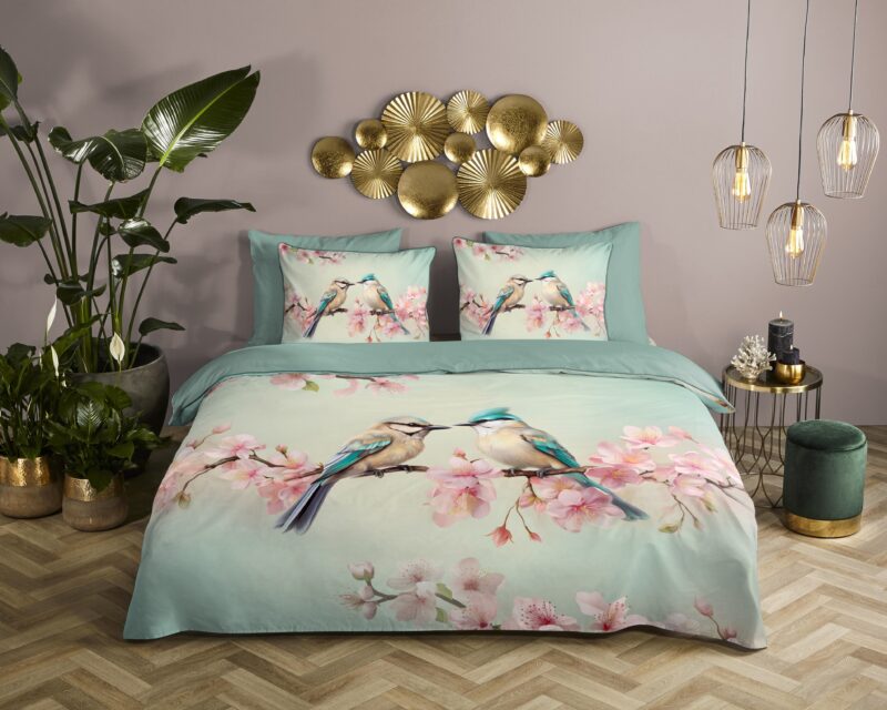 Descanso Satijnen dekbedovertrek  "Minne" - Mint