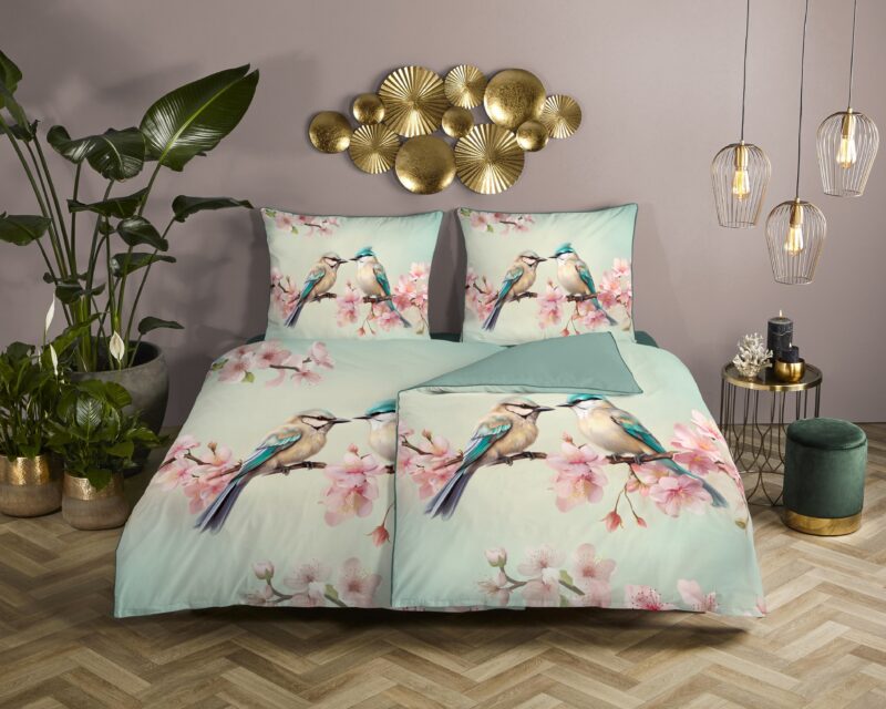 Descanso Satijnen dekbedovertrek  "Minne" - Mint