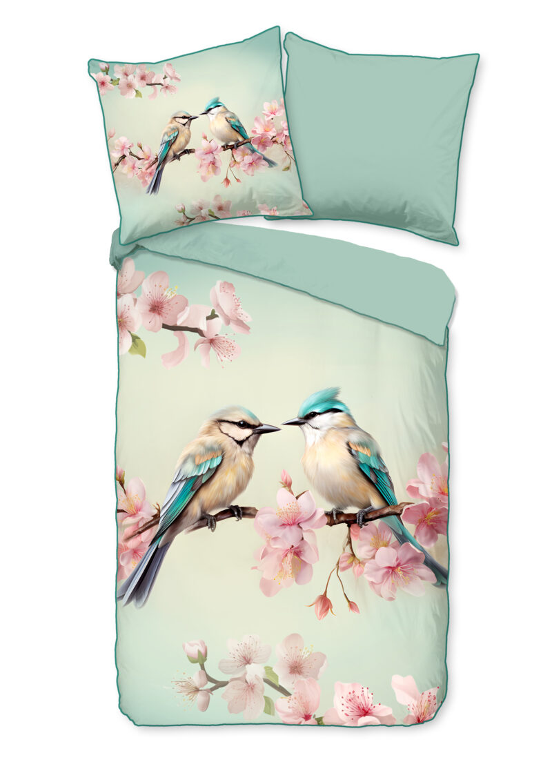 Descanso Dekbedovertrek "" - Mint - (200x200 cm) - Katoen Satijn