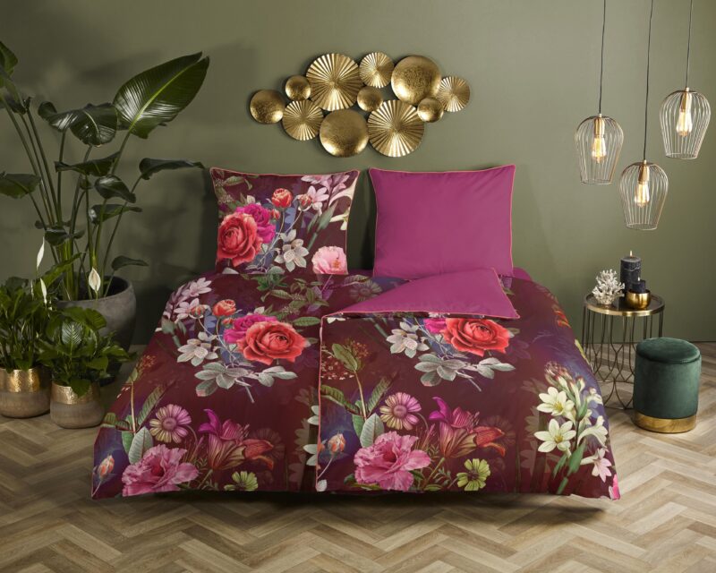 Descanso Satijnen dekbedovertrek  "Simone" - Bordeaux