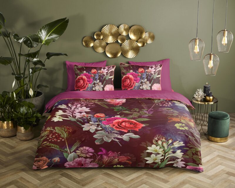 Descanso Satijnen dekbedovertrek  "Simone" - Bordeaux