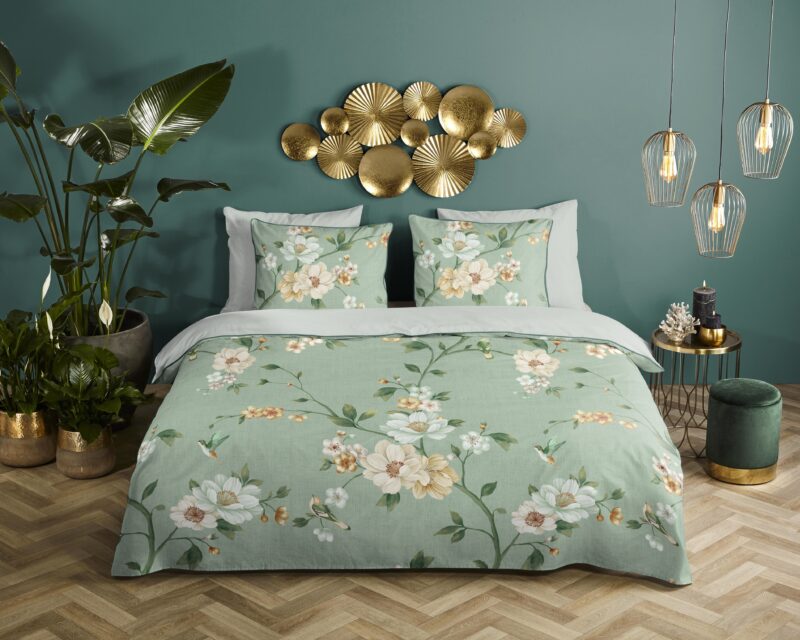 Descanso Satijnen dekbedovertrek  "Sizena" - Groen