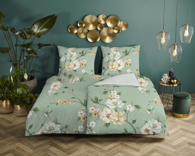 Descanso Satijnen dekbedovertrek  "Sizena" - Groen