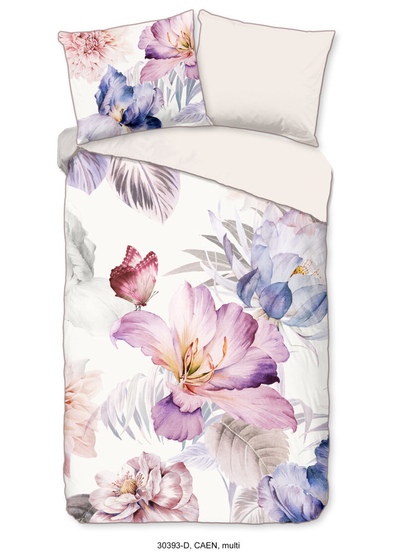 Descanso Dekbedovertrek "bloemen" - Multi - (140x200/220 cm) - Biologisch Katoen satijn