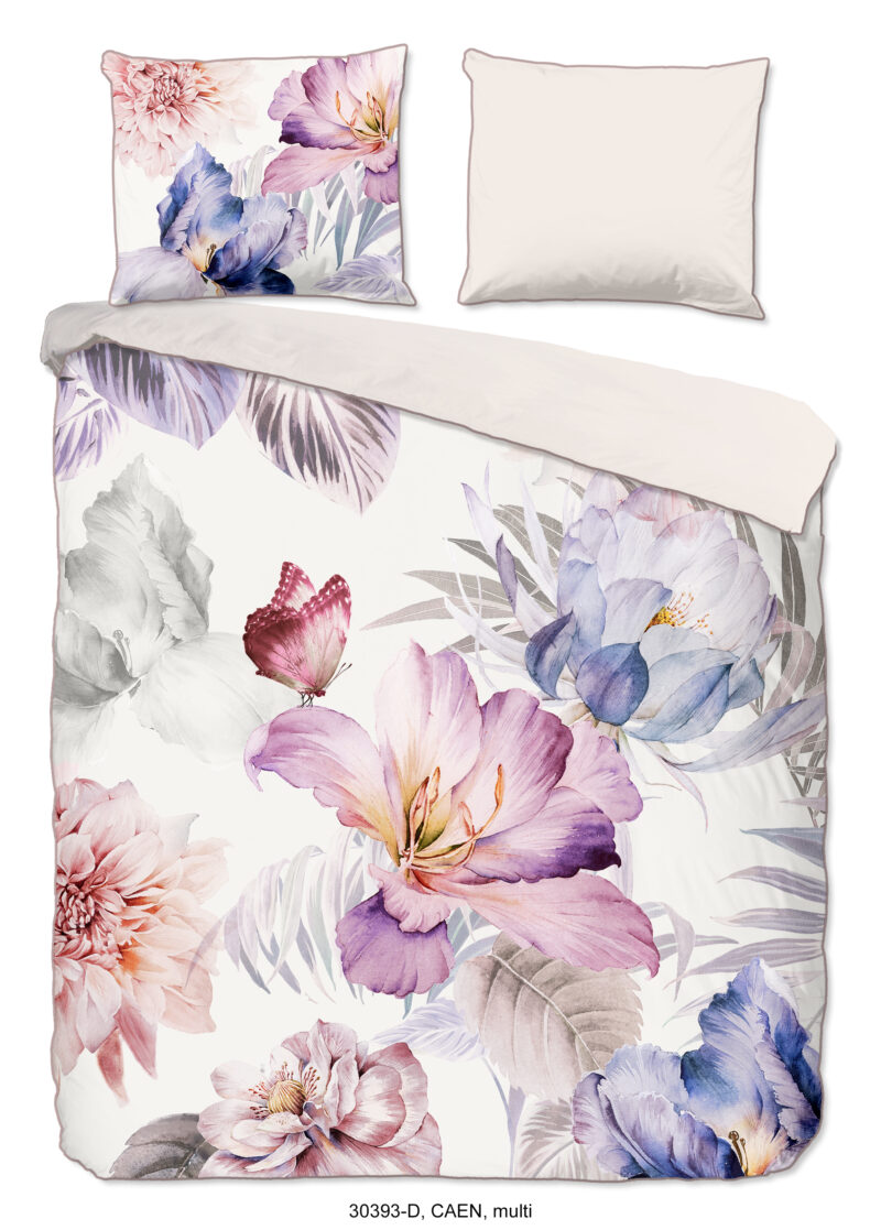 Descanso Dekbedovertrek "bloemen" - Multi - (200x200/220 cm) - Biologisch Katoen satijn