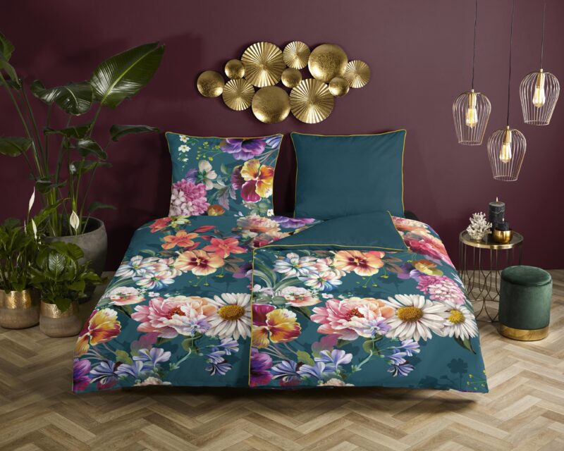 Descanso Satijnen dekbedovertrek  "Novara" - Petrol