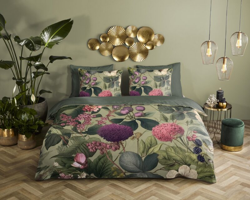 Descanso Satijnen dekbedovertrek  "Onaz" - Groen