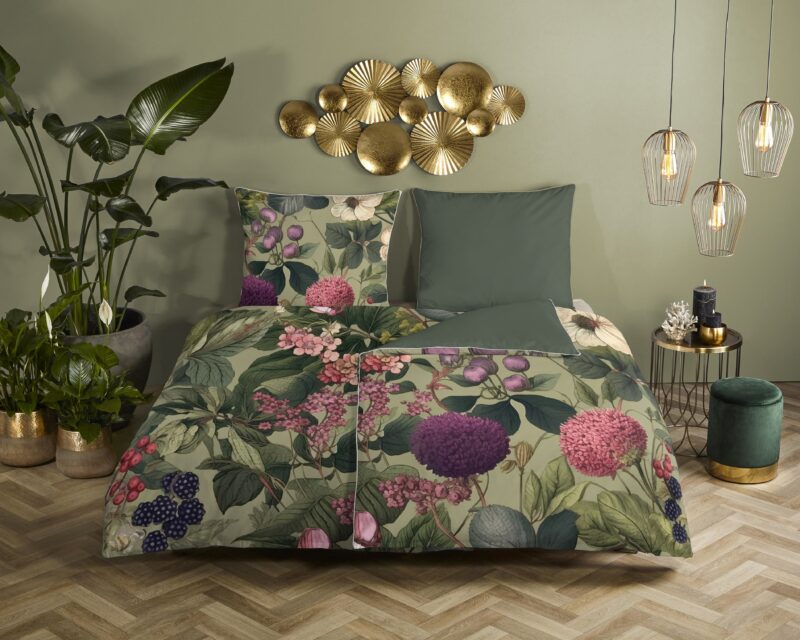 Descanso Satijnen dekbedovertrek  "Onaz" - Groen