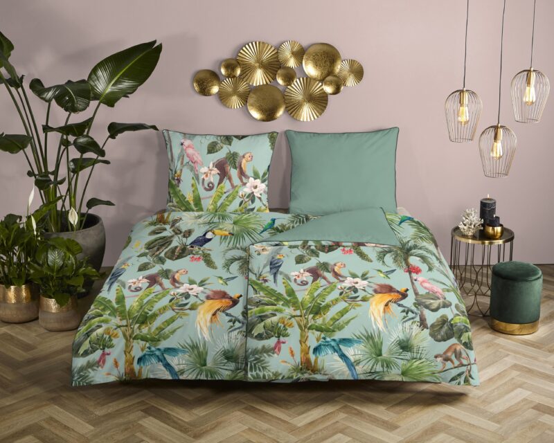 Descanso Satijnen dekbedovertrek  "Ignadi" - Groen