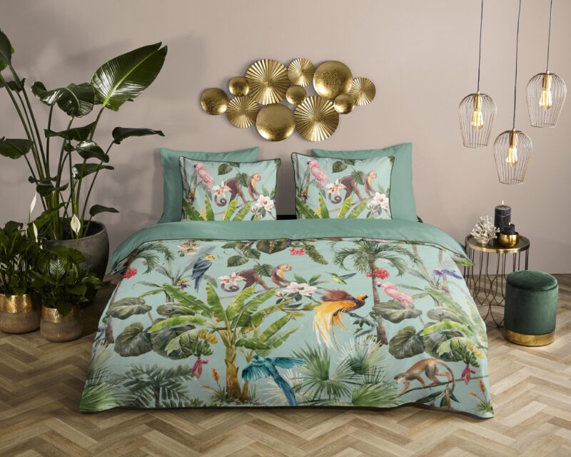 Descanso Satijnen dekbedovertrek  "Ignadi" - Groen