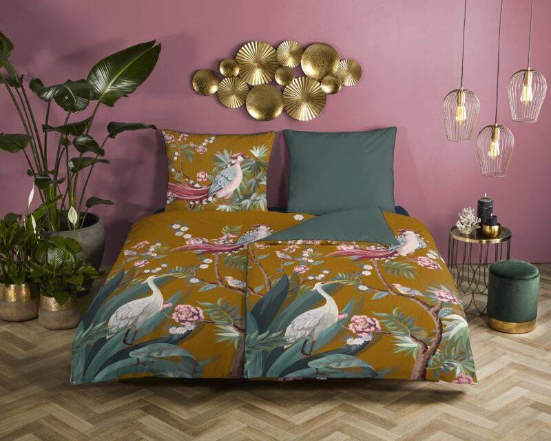 Descanso Satijnen dekbedovertrek  "Sarenza" - Oker