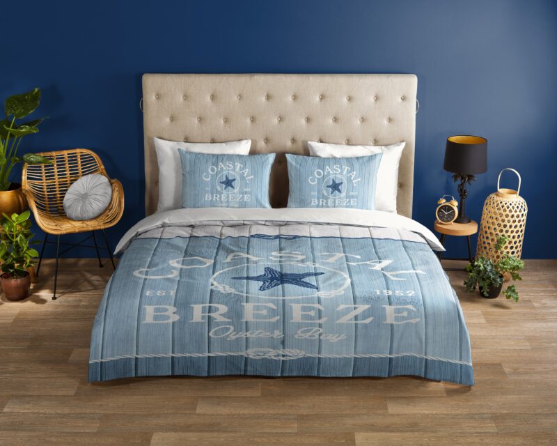 Good Morning Katoenen dekbedovertrek  "Breeze" - Blauw