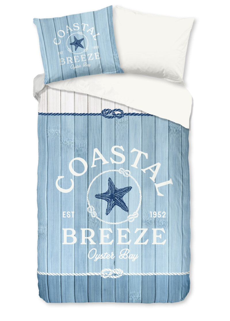 Good Morning Dekbedovertrek "Houten planken/ maritiem" - Blauw - (140x200/220 cm) - Katoen