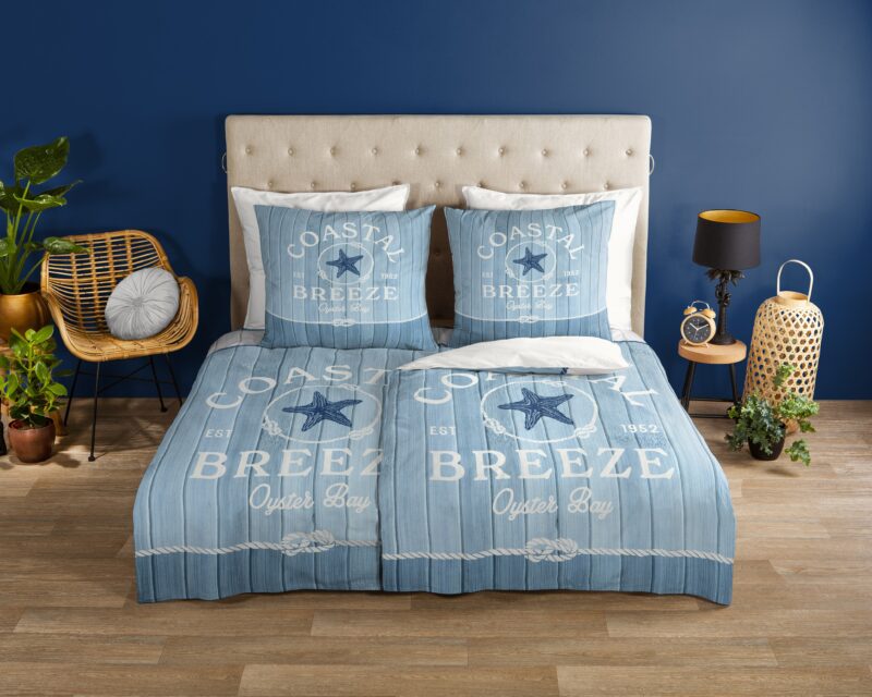 Good Morning Katoenen dekbedovertrek  "Breeze" - Blauw