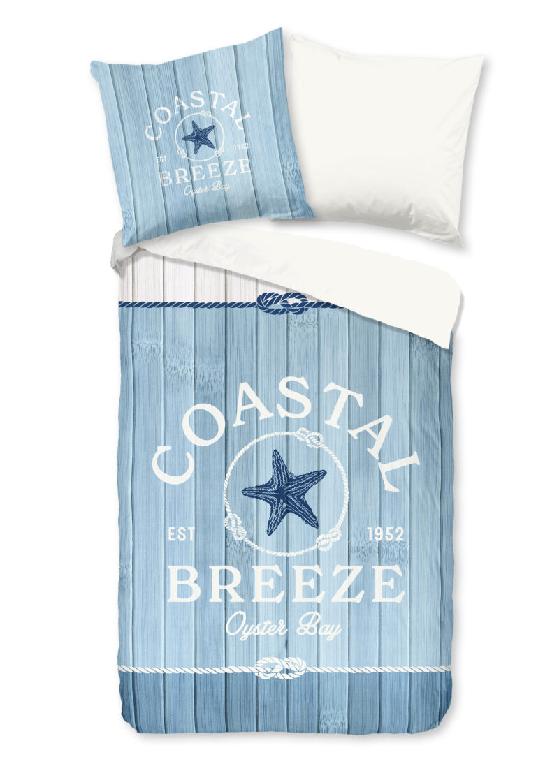 Good Morning Dekbedovertrek "Houten planken/ maritiem" - Blauw - (200x200 cm) - Katoen