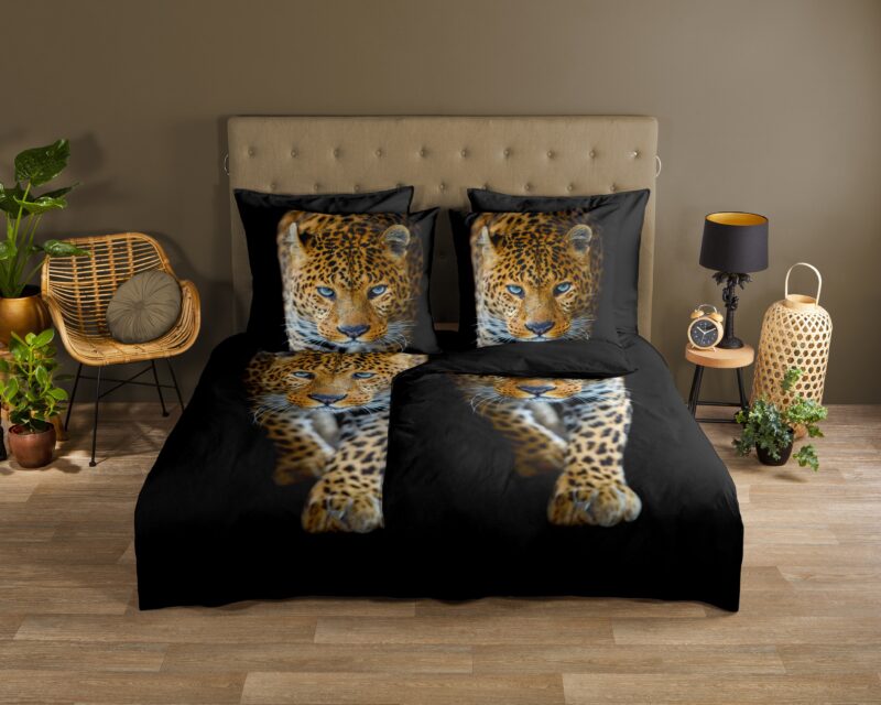 Good Morning Katoenen dekbedovertrek  "Bonn" - Zwart