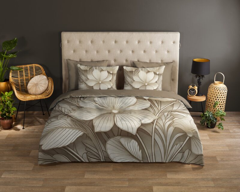 Good Morning Katoenen dekbedovertrek  "Artdeco" - Zand