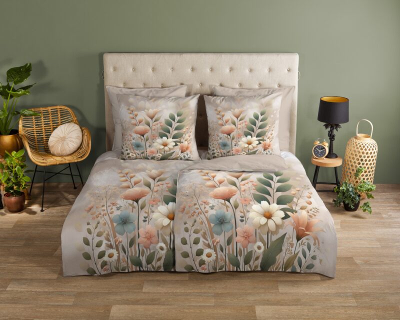 Good Morning Katoenen dekbedovertrek  "Ingrid" - Zand