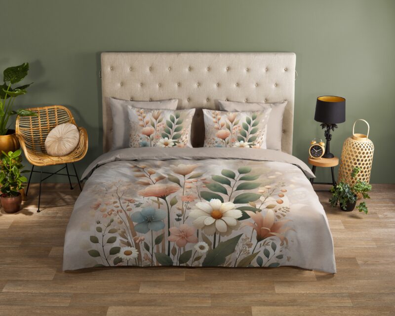 Good Morning Katoenen dekbedovertrek  "Ingrid" - Zand