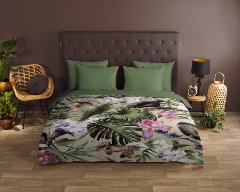 Good Morning Katoenen dekbedovertrek  "Irze" - Groen