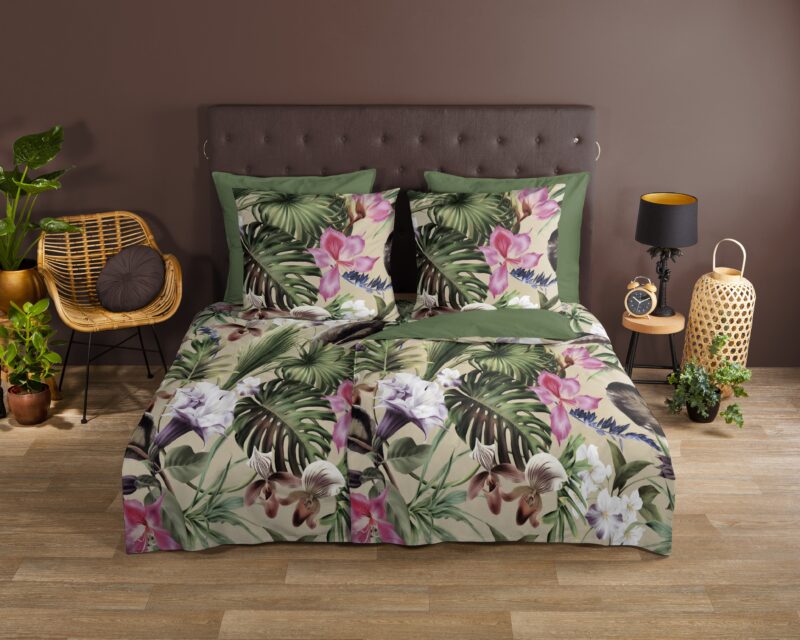 Good Morning Katoenen dekbedovertrek  "Irze" - Groen