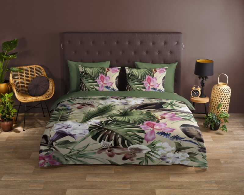 Good Morning Katoenen dekbedovertrek  "Irze" - Groen