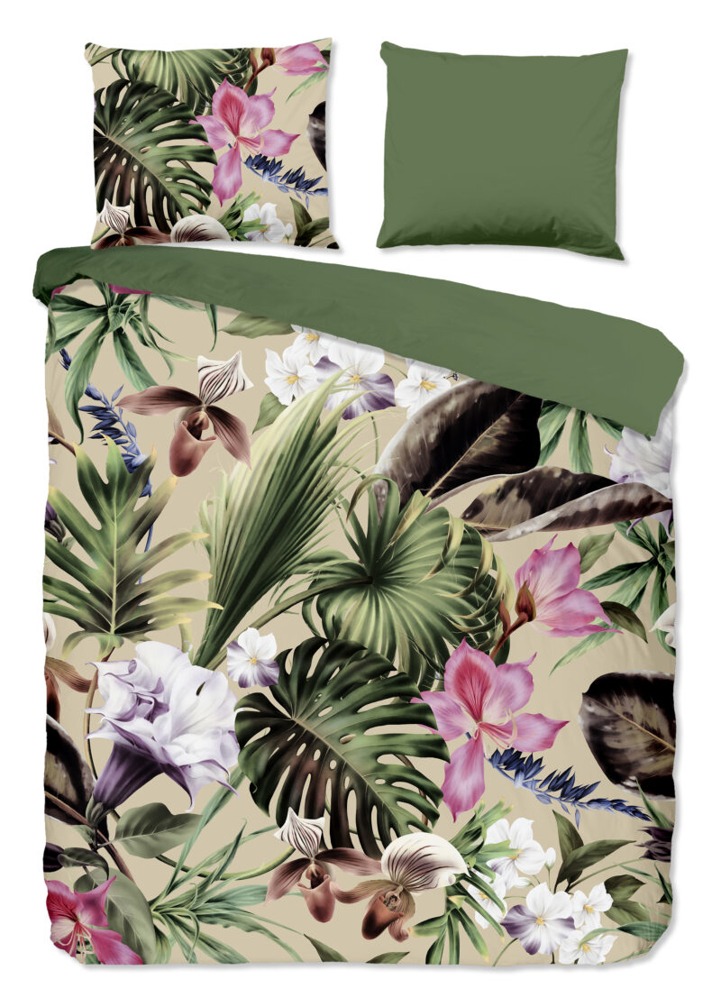 Good Morning Dekbedovertrek "bladeren" - Groen - (240x200/220 cm) - Katoen