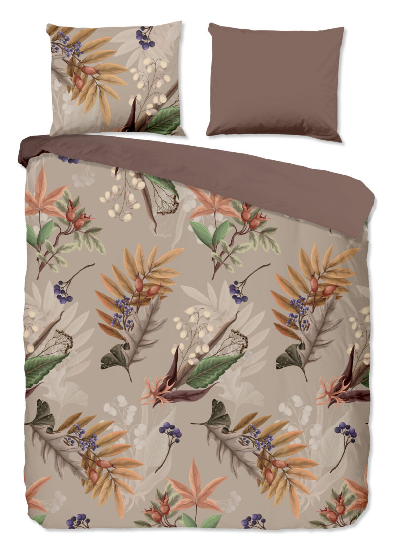 Good Morning Dekbedovertrek "bladeren" - Multi - (200x200/220 cm) - Katoen