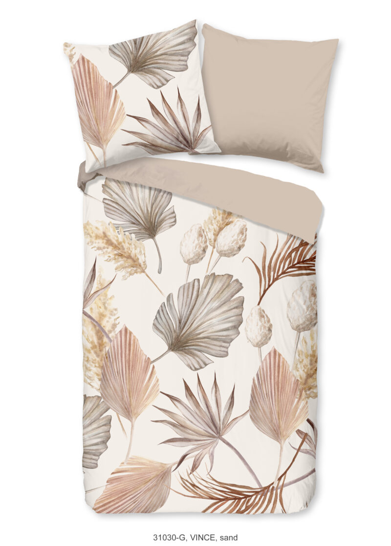 Good Morning Dekbedovertrek "bladeren" - Zand - (135x200 cm) - Katoen