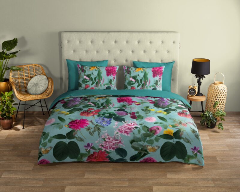 Good Morning Katoenen dekbedovertrek  "Imma" - Aqua