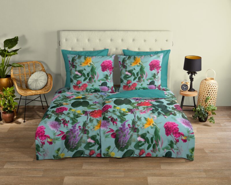 Good Morning Katoenen dekbedovertrek  "Imma" - Aqua