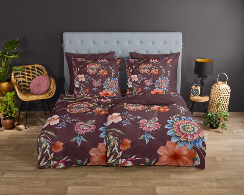 Good Morning Katoenen dekbedovertrek  "Madelief" - Bordeaux