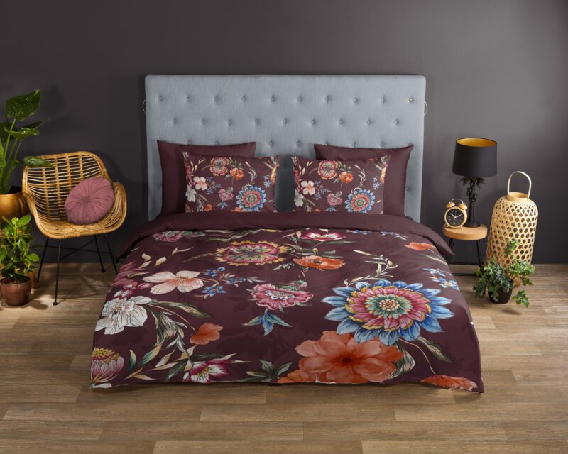 Good Morning Katoenen dekbedovertrek  "Madelief" - Bordeaux