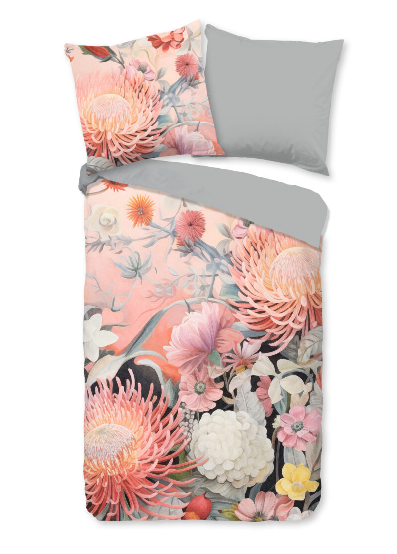 Good Morning Dekbedovertrek "bloemen" - Roze - (155x220 cm) - Katoen