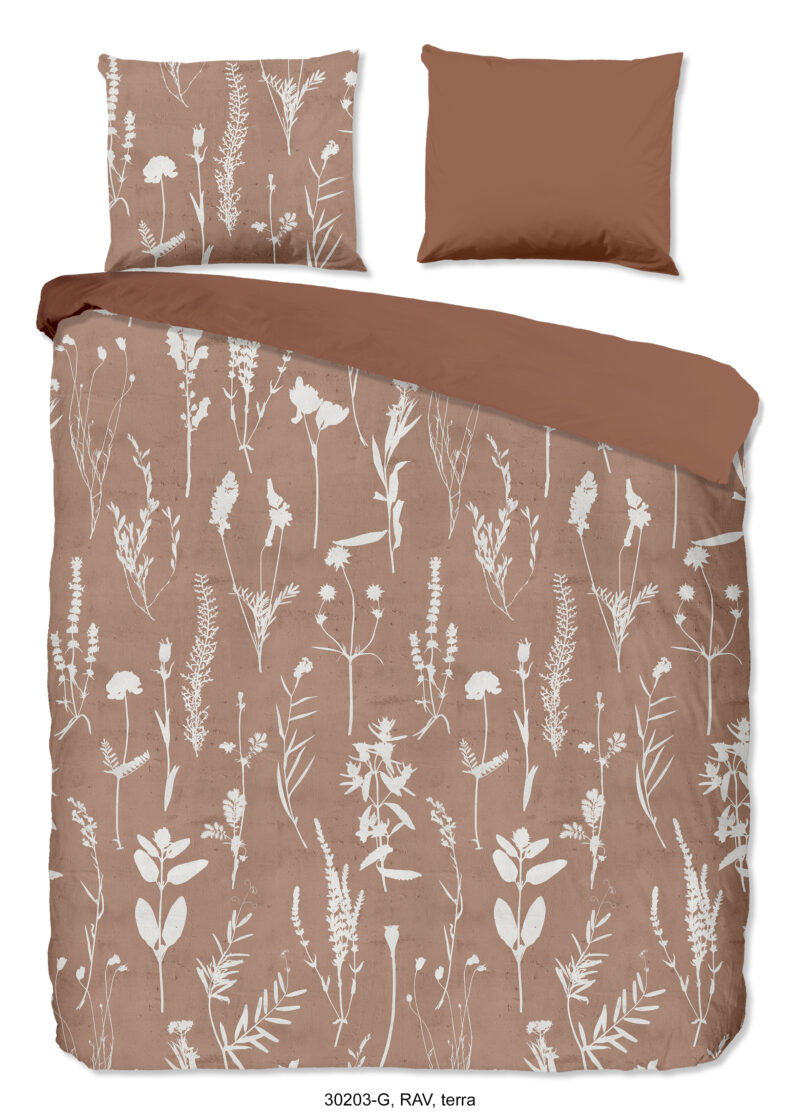 Good Morning Dekbedovertrek "bloemen" - Terra - (240x200/220 cm) - Katoen