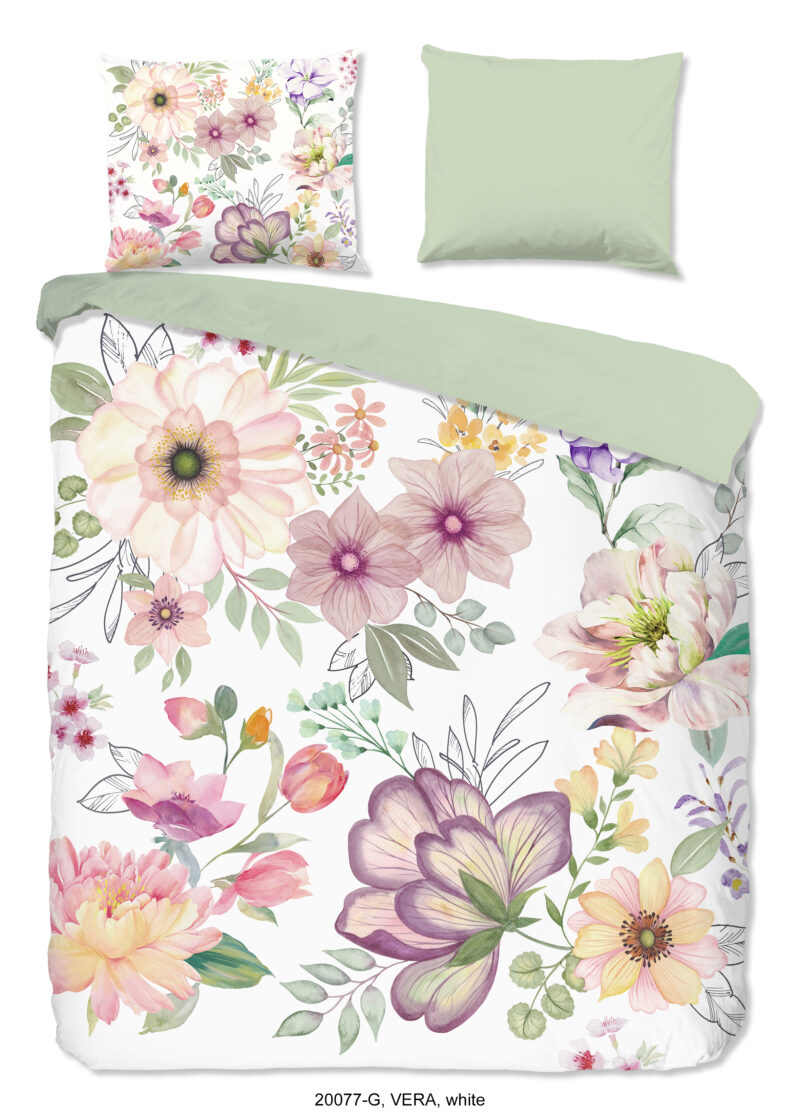 Good Morning Dekbedovertrek "bloemen" - Wit - (240x200/220 cm) - Katoen