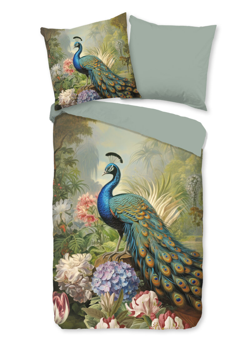 Good Morning Dekbedovertrek "bloemen en pauw" - Multi - (200x200 cm) - Katoen
