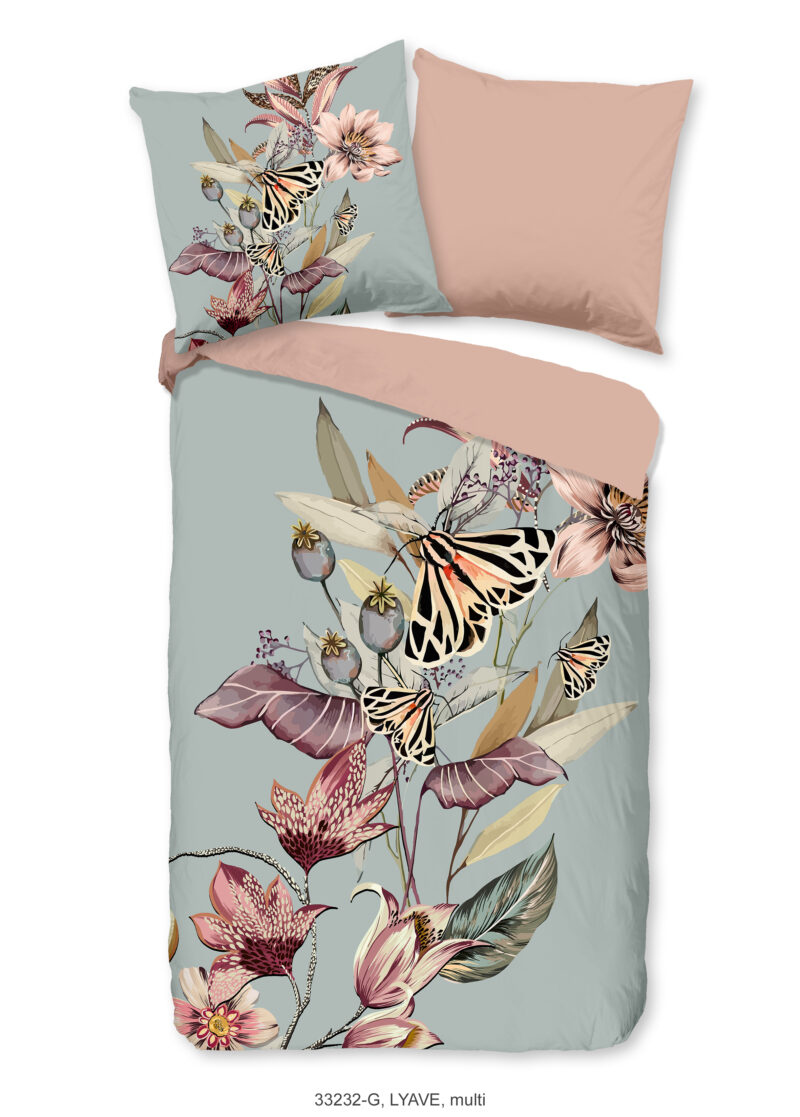 Good Morning Dekbedovertrek "bloemen en vlinders" - Multi - (200x200 cm) - Katoen