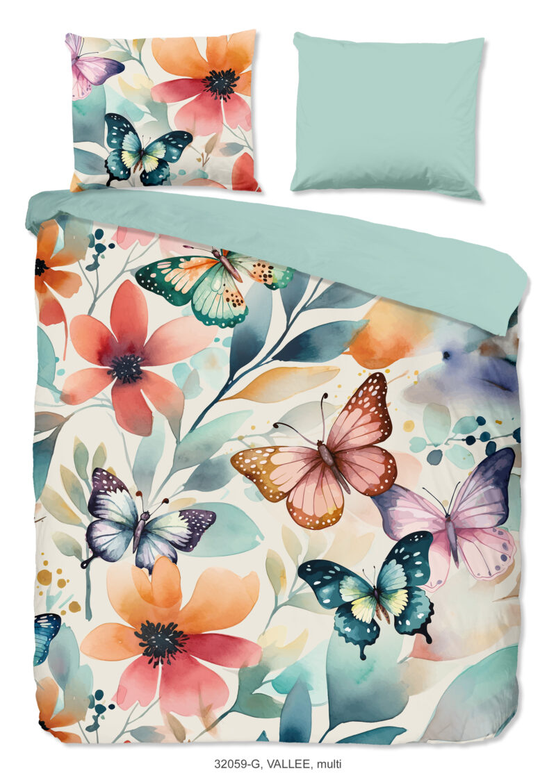 Good Morning Dekbedovertrek "bloemen en vlinders" - Multi - (240x200/220 cm) - Katoen