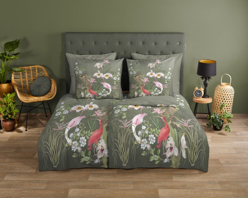 Good Morning Katoenen dekbedovertrek  "Lesli" - Groen